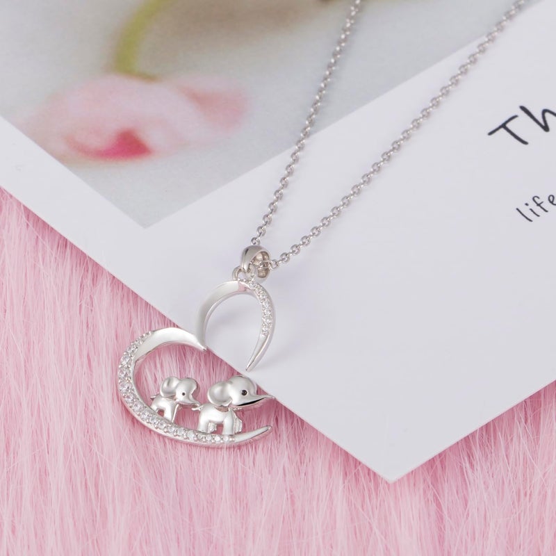 ACJNA 925 Sterling Silver Mothers Day Gifts Elephant Necklace 3 Elephants Family for Mom Daughter Jewelry (2-elephants) - Image 5